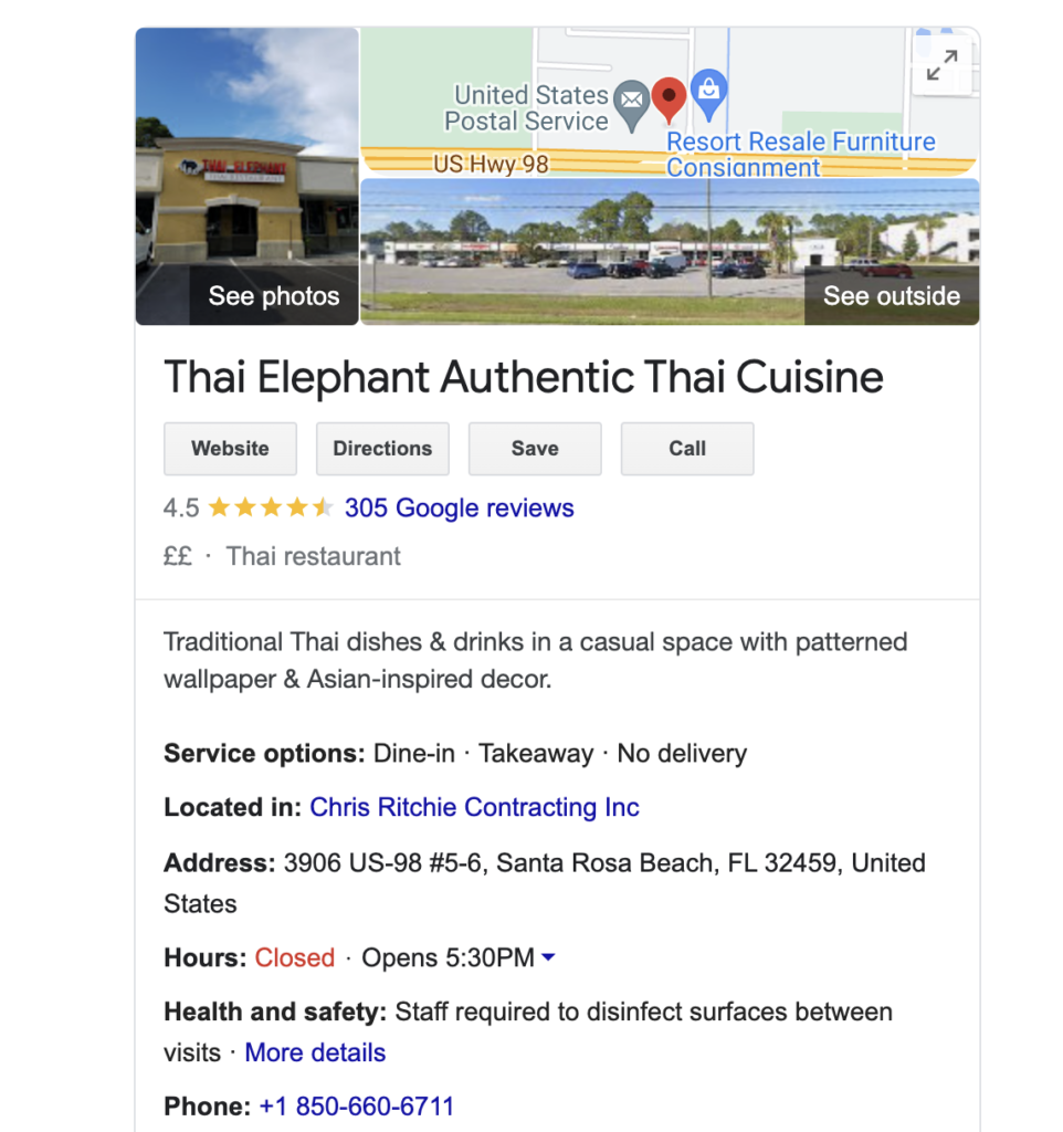 thai elefant restaurant santa rosa beach