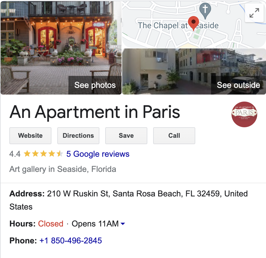 An apartment in Paris seaside florida