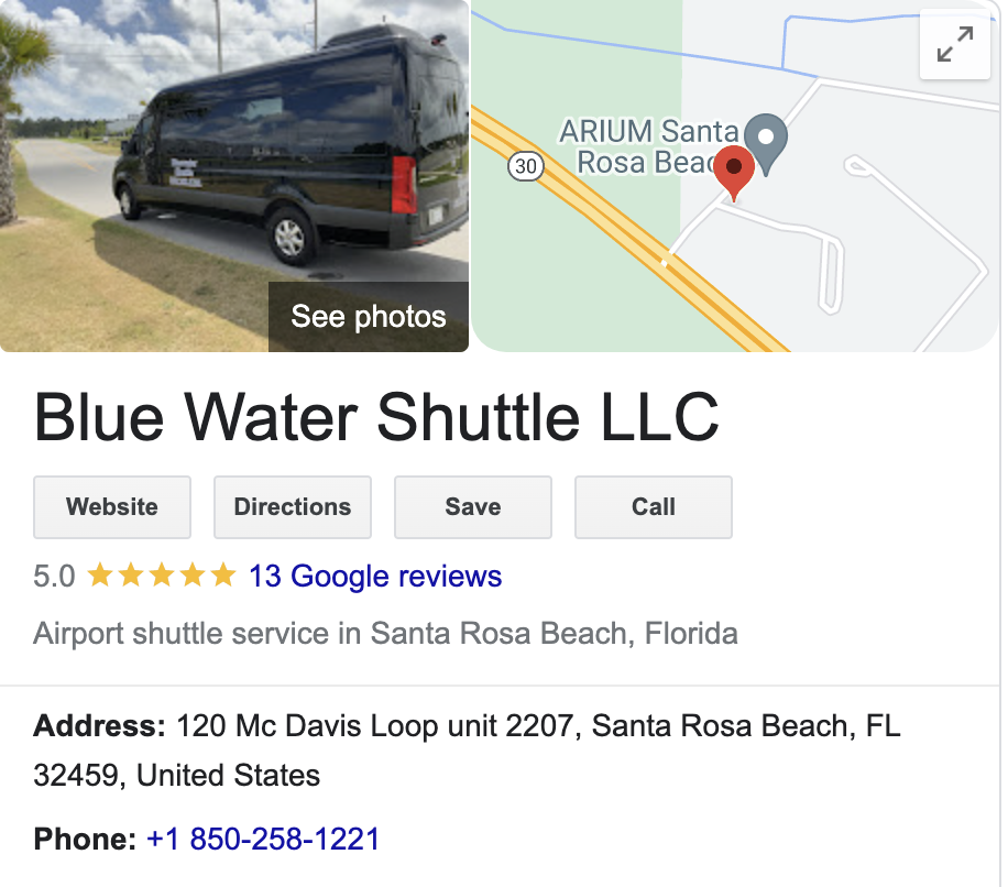 Blue Water Shuttle Destin